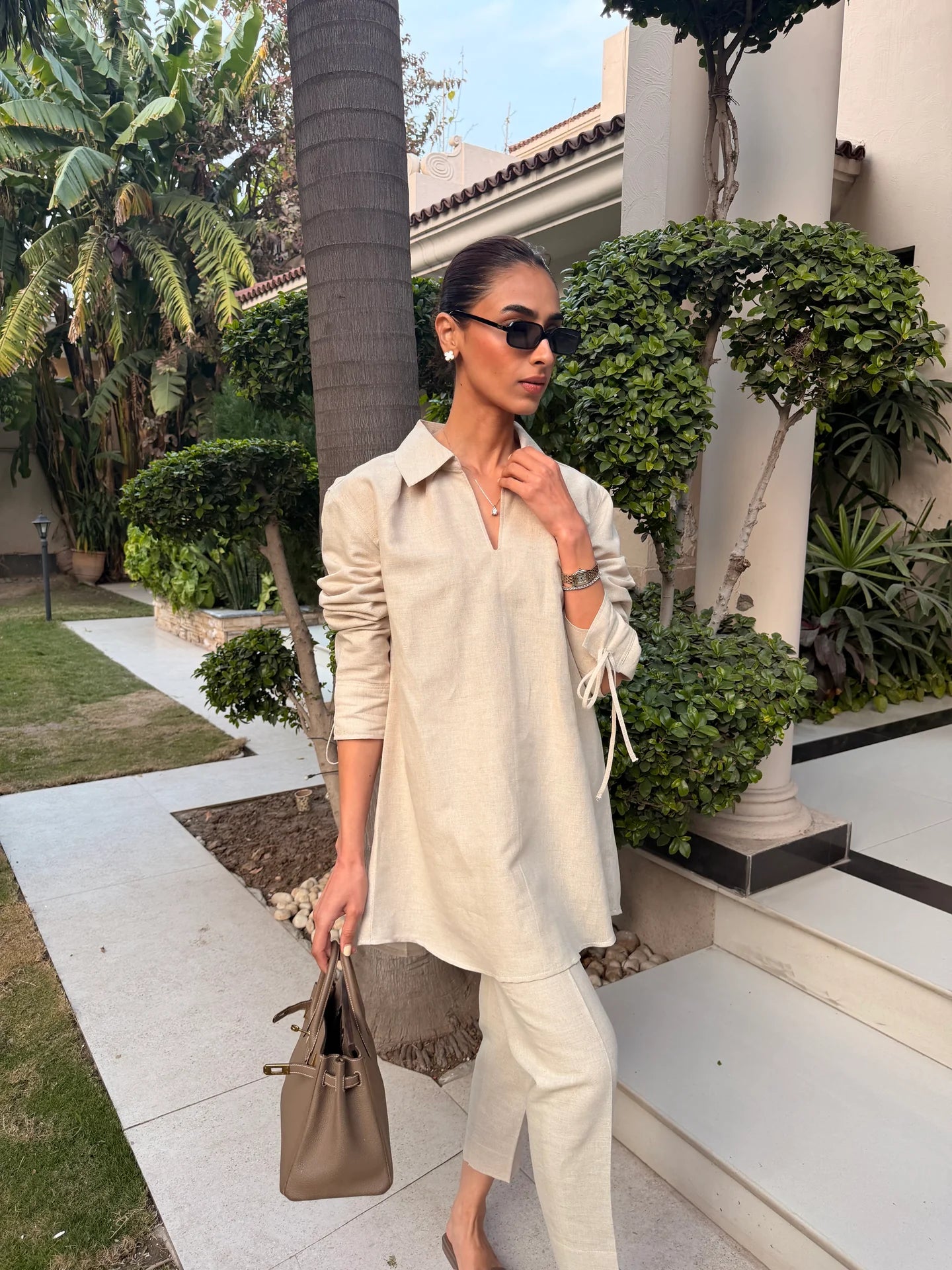 Beige Bow Set | Sak Atelier