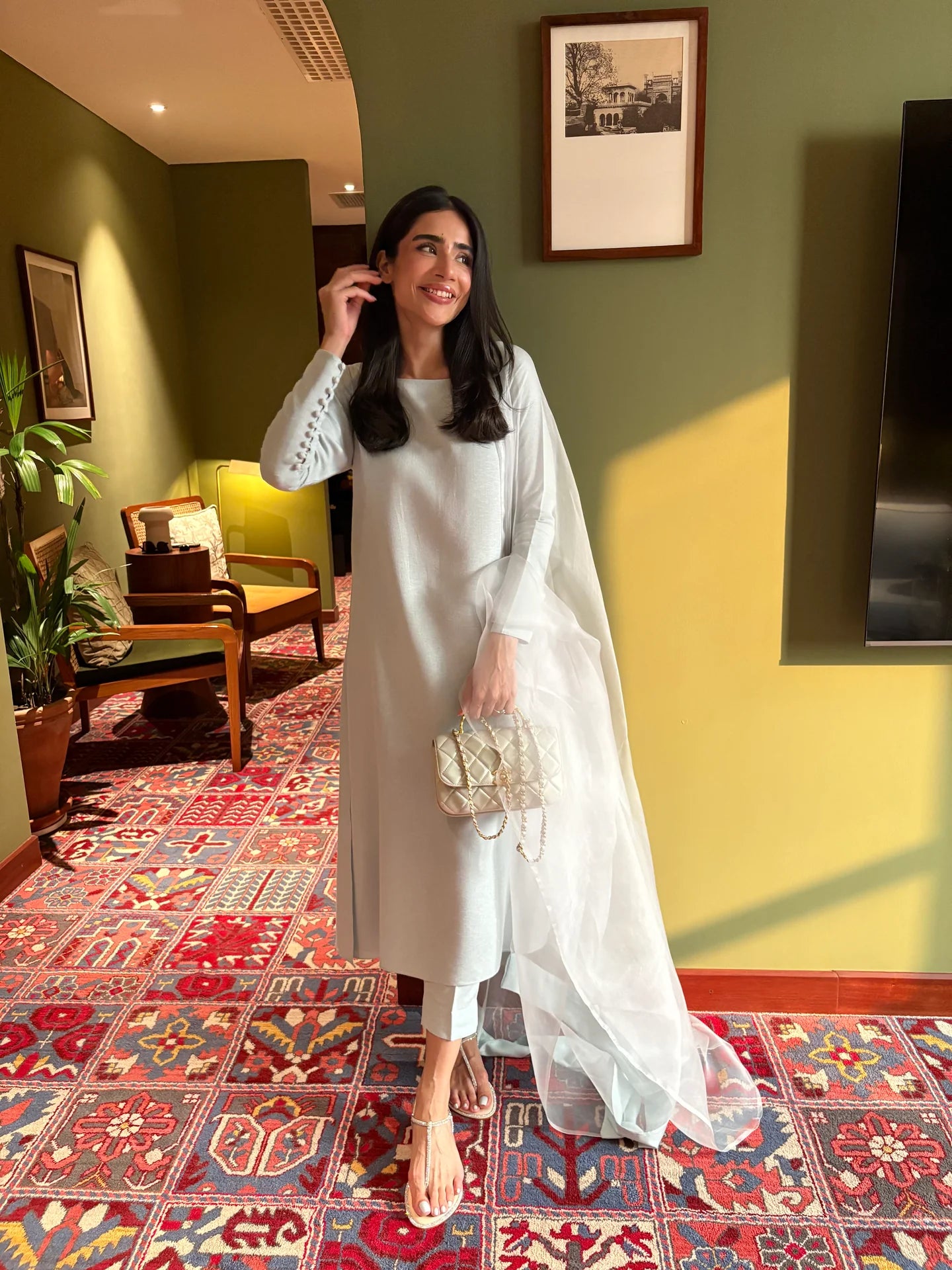 Muted Grey-Blue Buttoned Set | Sak Atelier