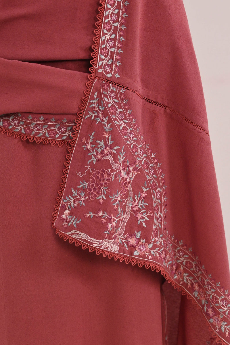 ROSEWOOD PINK LUXURY EMBROIDERED KARANDI SET (NEL-24628)| ZAIB