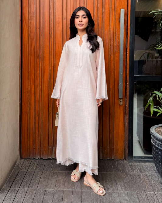 Light Pink Linen Fringe Set | LIRA (RTS)