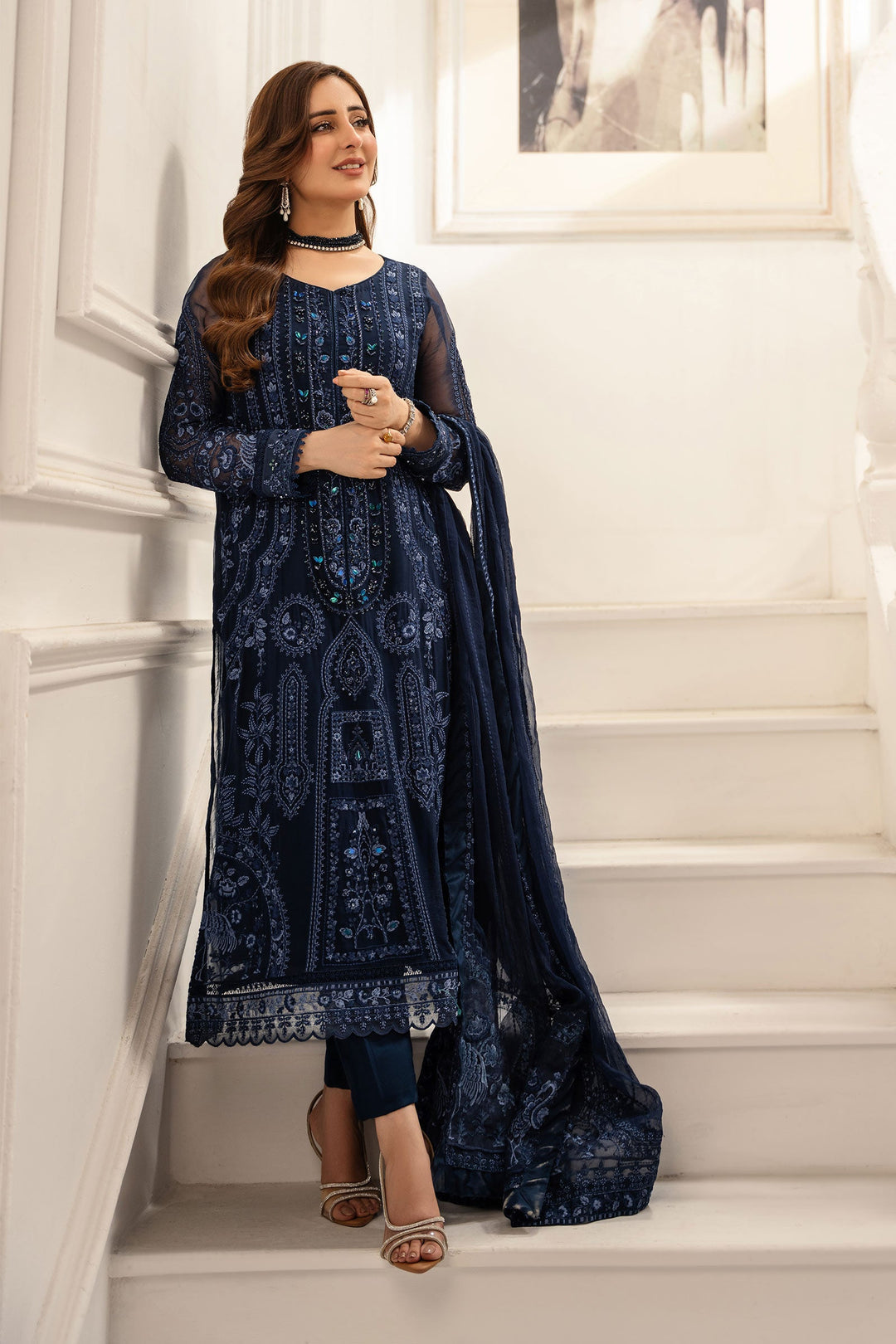 3 Piece Embroidered Chiffon Suit | Maria B