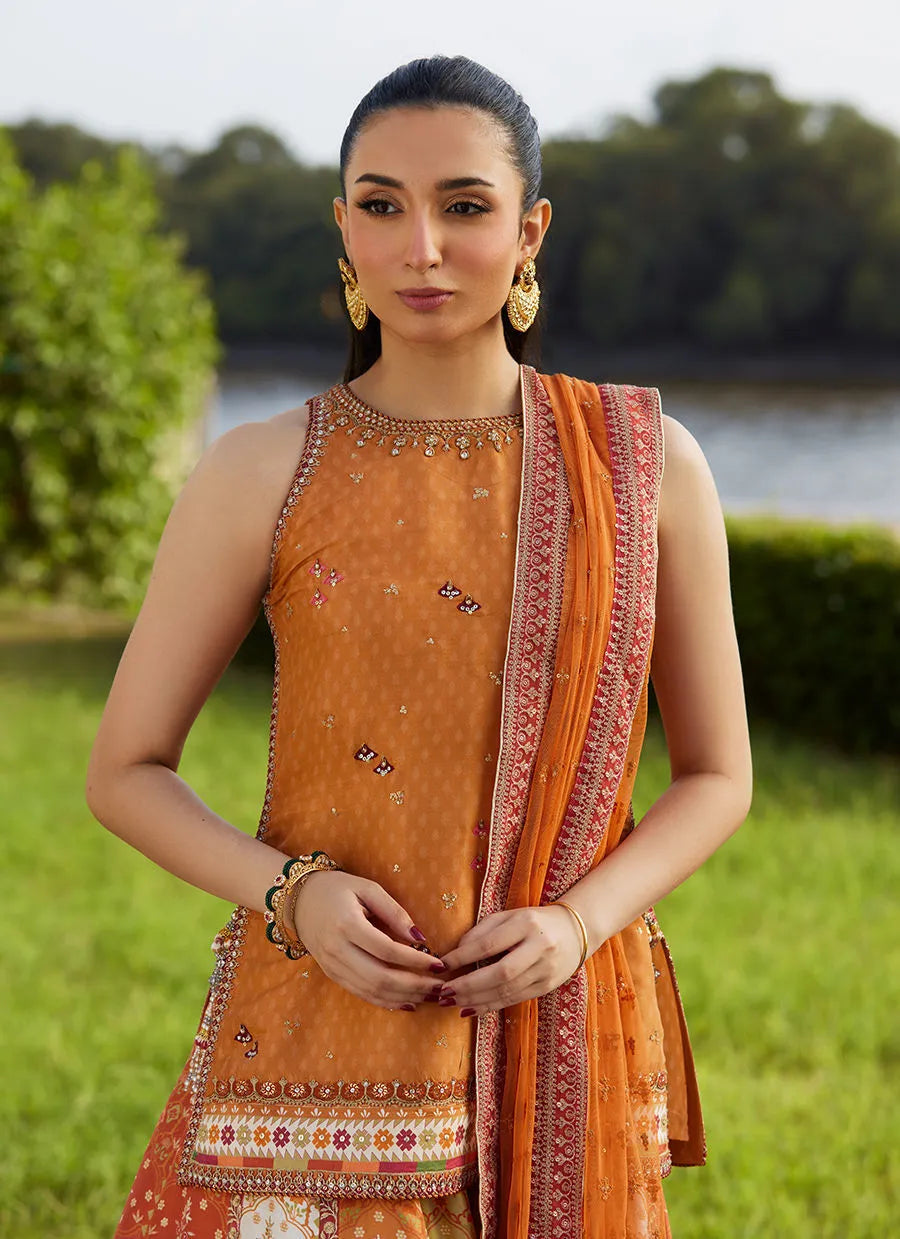 Sitar Saffron Shirt And Dupatta | Mayna Festive Luxe Pret '25 | FARAH TALIB AZIZ