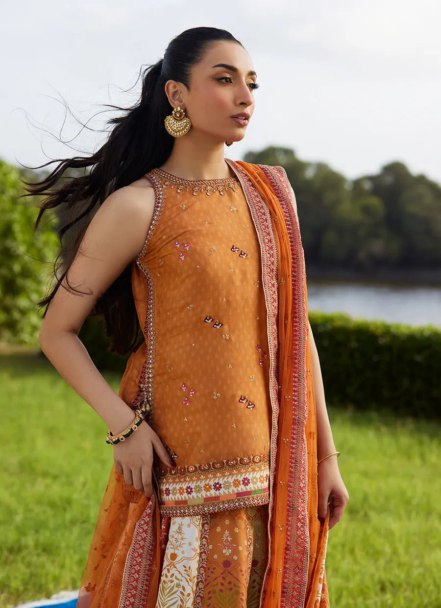 Sitar Saffron Shirt And Dupatta | Mayna Festive Luxe Pret '25 | FARAH TALIB AZIZ