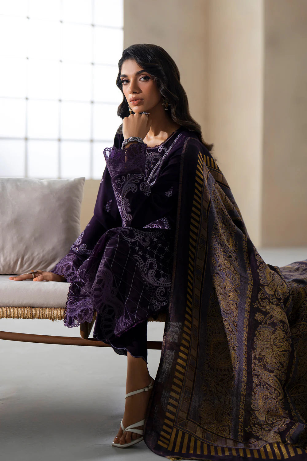 DARK PURPLE | E0808/203/502 | Unstitched Rozana A/W '25 Drop 2 | Ethnc