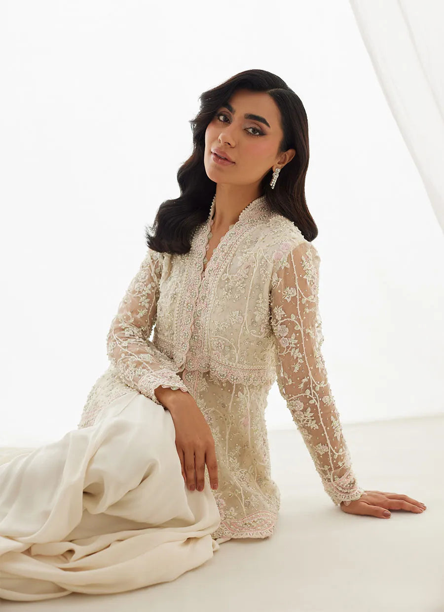 Zariah Ivory Peplum, Lehenga And Dupatta | LUXE PRET' 25 | FARAH TALIB AZIZ
