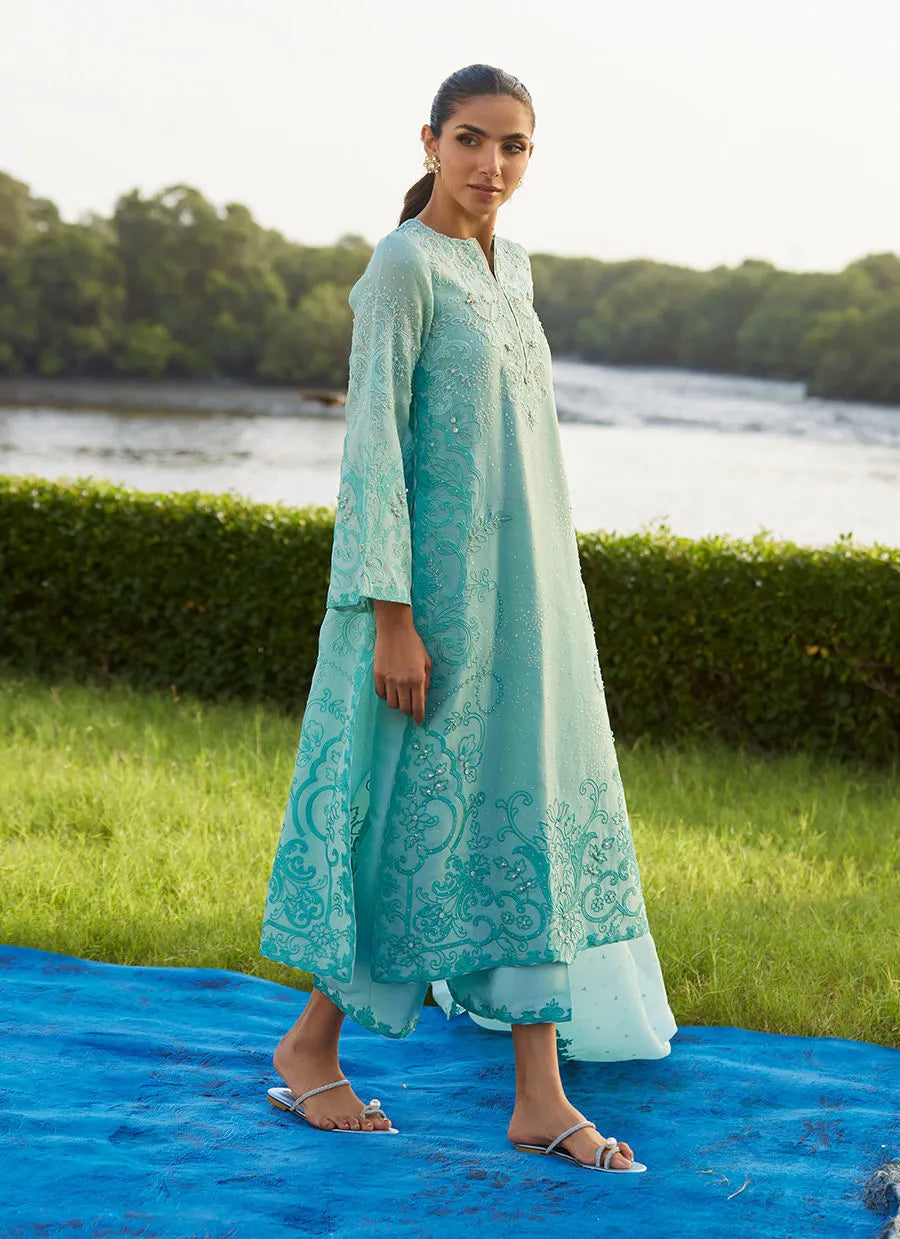 Wari Aqua Kurta And Dupatta | Mayna Festive Luxe Pret '25 | FARAH TALIB AZIZ