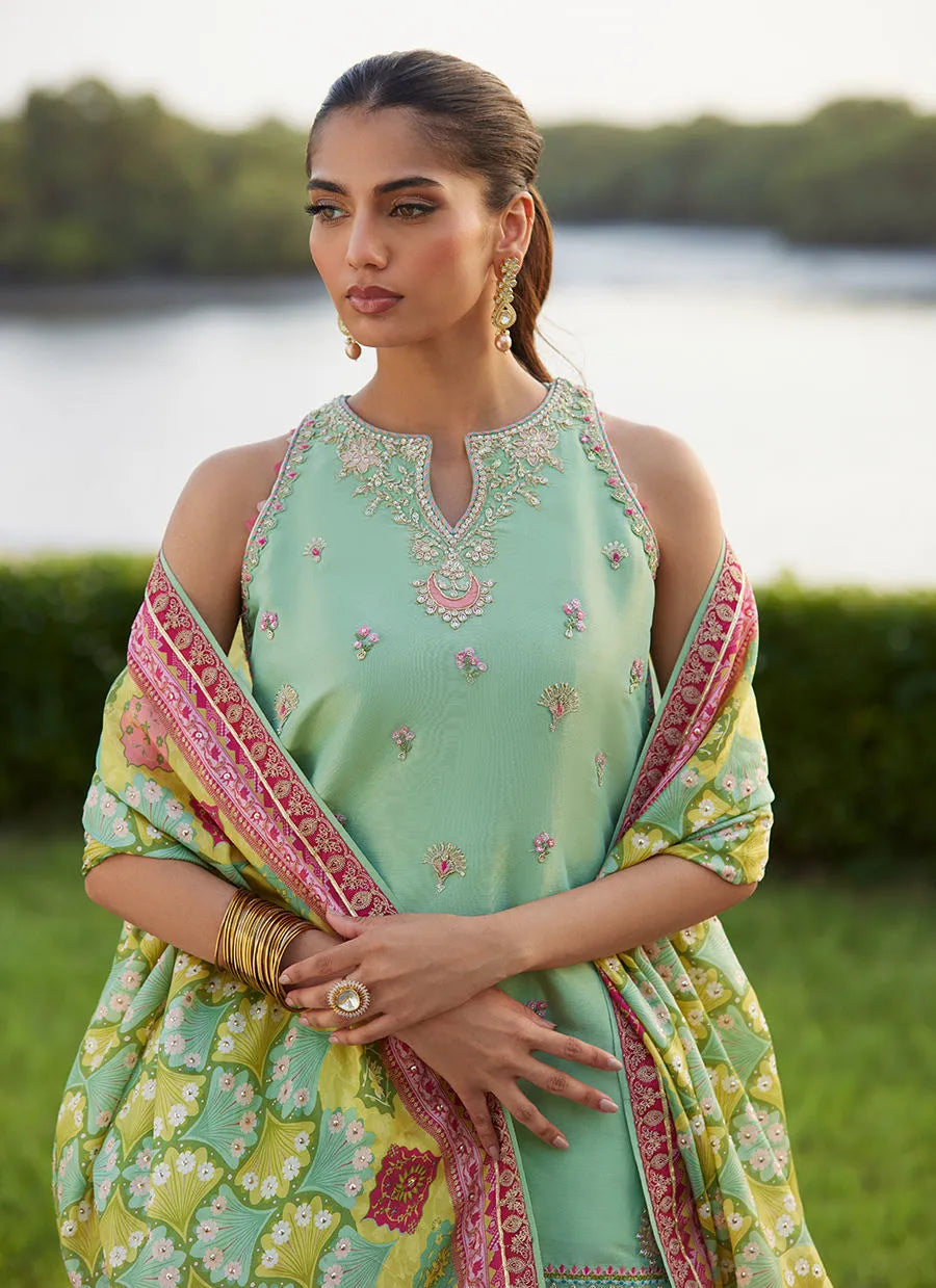 Cascade Mint Shirt And Dupatta | Mayna Festive Luxe Pret '25 | FARAH TALIB AZIZ