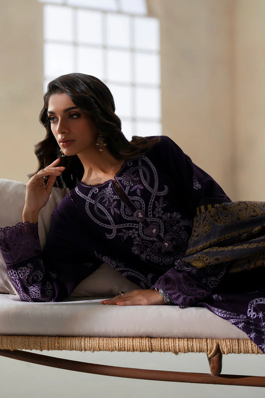 DARK PURPLE | E0808/203/502 | Unstitched Rozana A/W '25 Drop 2 | Ethnc