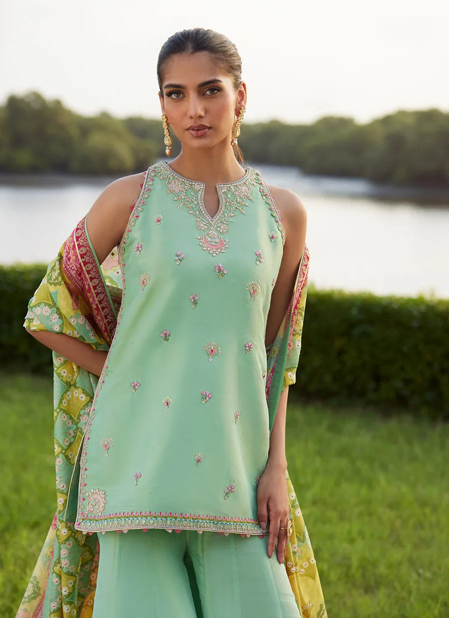 Cascade Mint Shirt And Dupatta | Mayna Festive Luxe Pret '25 | FARAH TALIB AZIZ