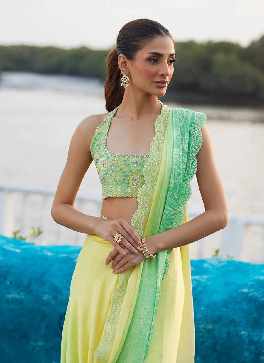 Celeste Ombre Saree | Mayna Festive Luxe Pret '25 | FARAH TALIB AZIZ