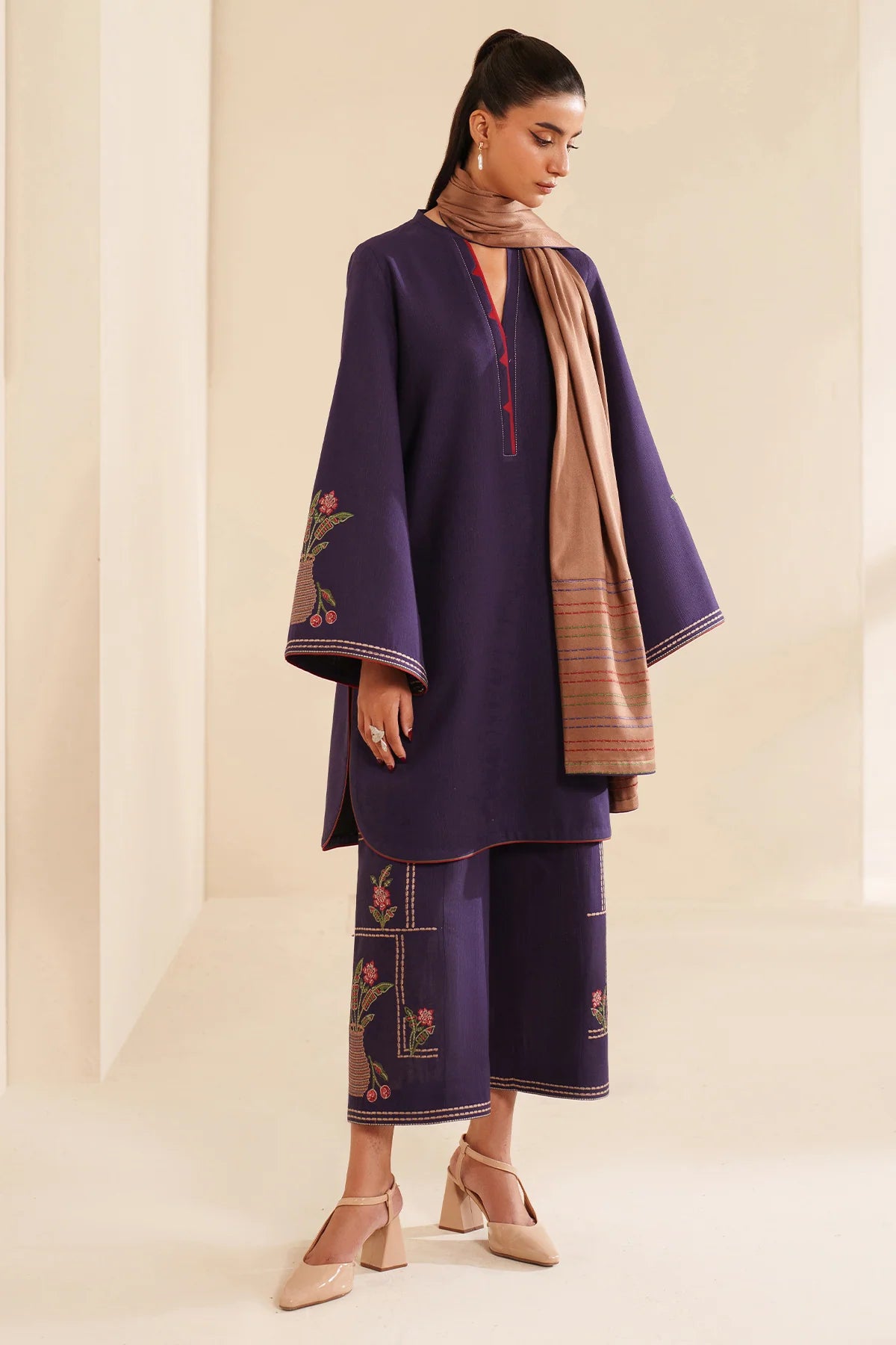 JZ-RTW-1263-1 | EMBROIDERED KHADDAR | Jazmin