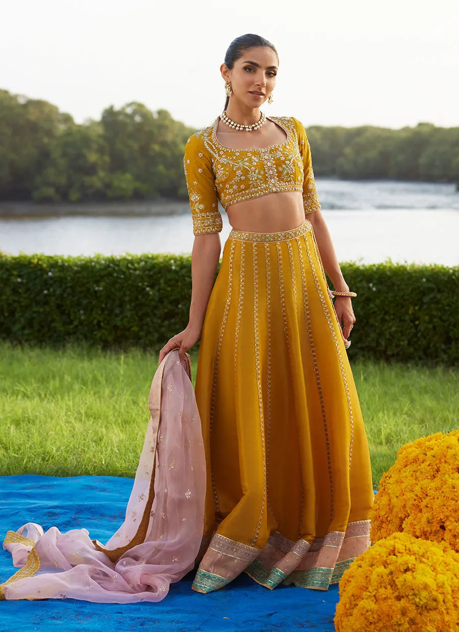 Zard Lengha Choli | Mayna Festive Luxe Pret '25 | FARAH TALIB AZIZ