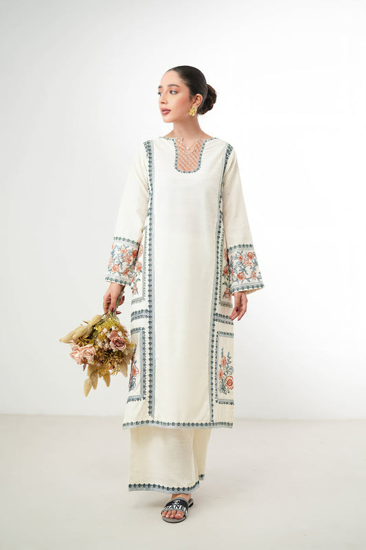 KASHMIR OFF-WHITE LUXURY EMBROIDERED FALL SET(NPA2-24307) | ZAIB