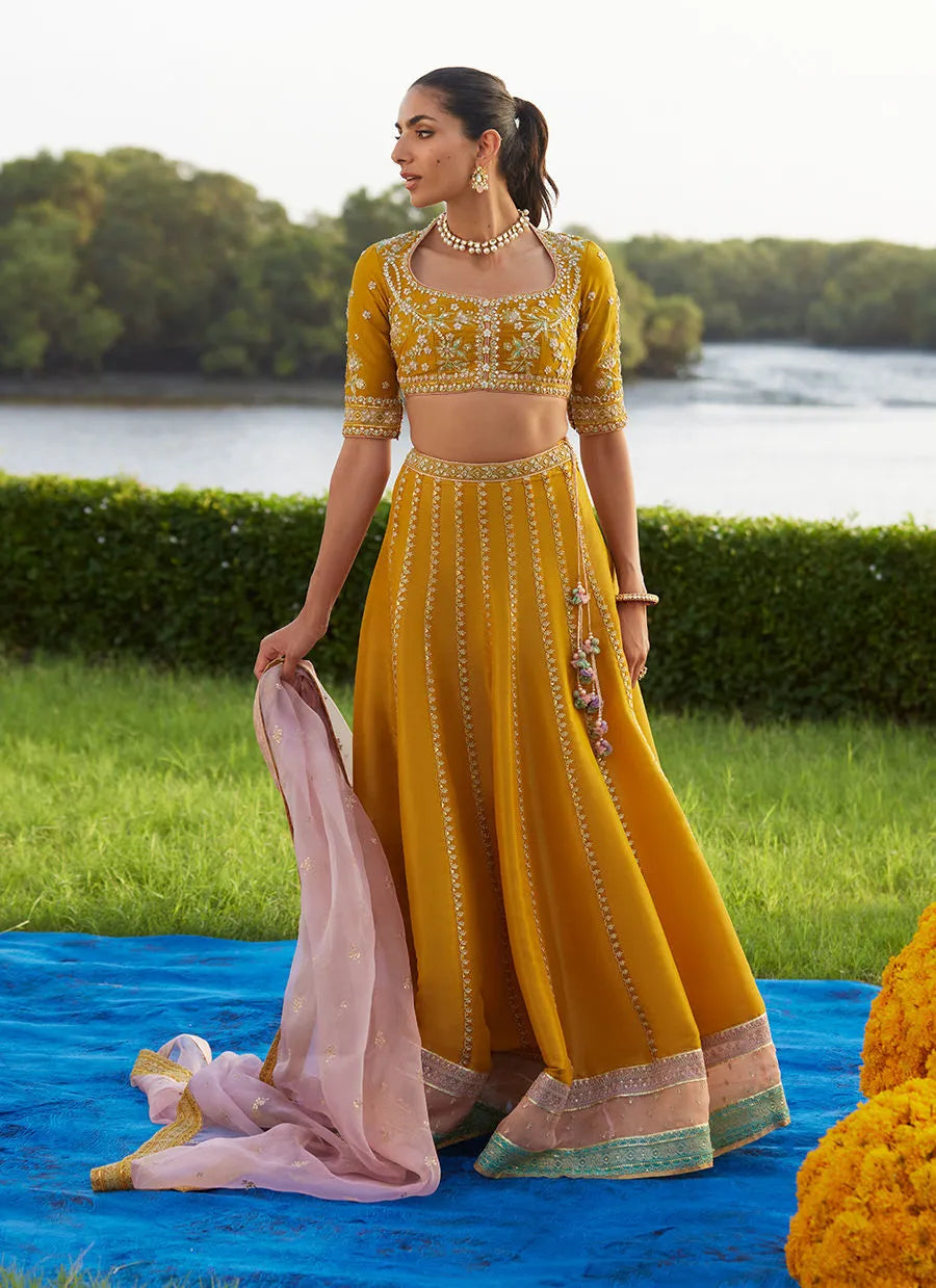 Zard Lengha Choli | Mayna Festive Luxe Pret '25 | FARAH TALIB AZIZ