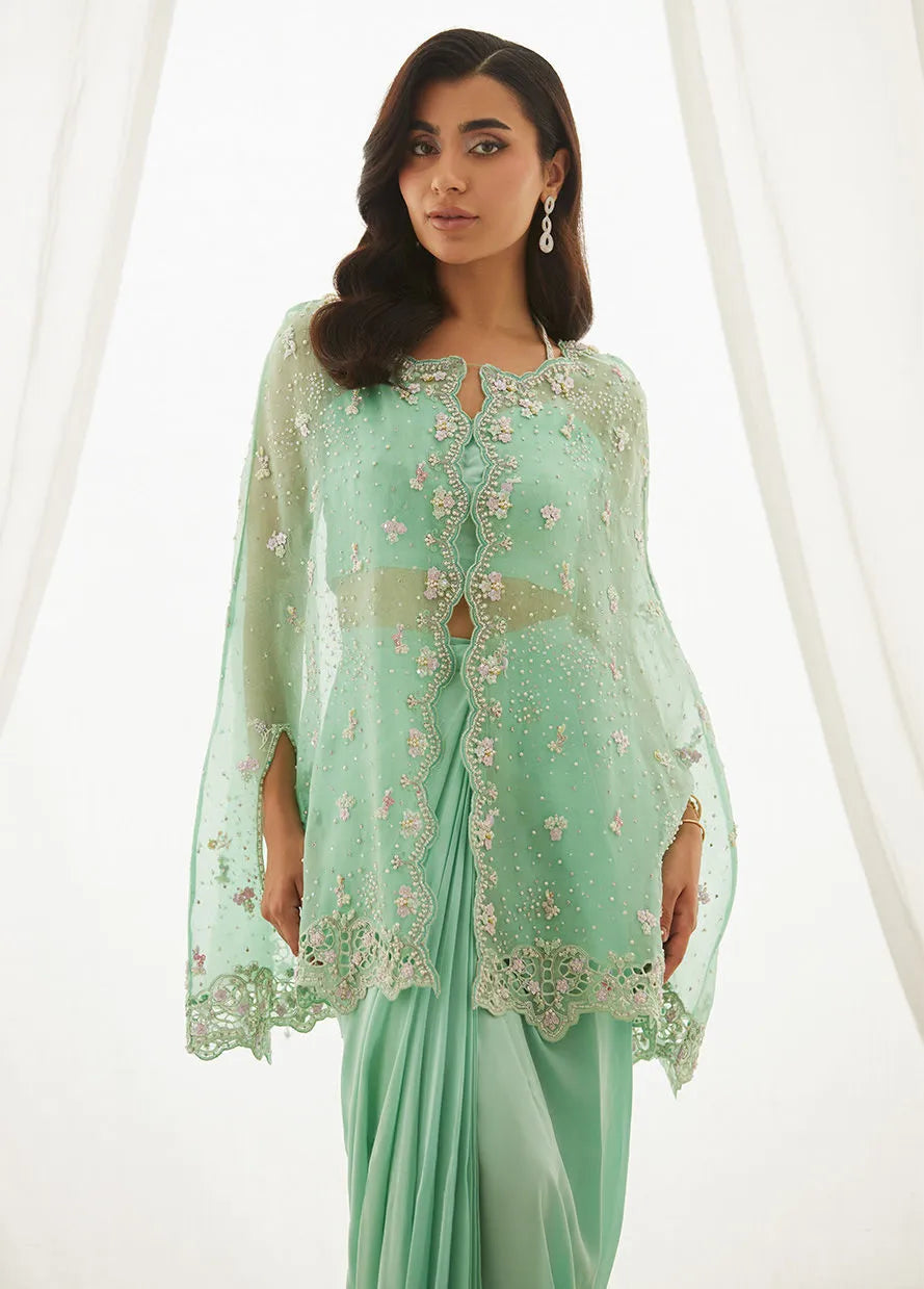 Calaya Aqua Cape, Bustier And Skirt | LUXE PRET' 25 | FARAH TALIB AZIZ