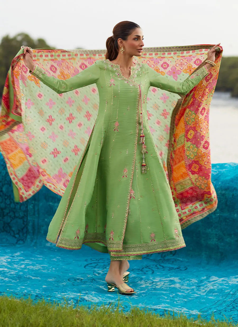 Elysian Sage Shirt And Dupatta | Mayna Festive Luxe Pret '25 | FARAH TALIB AZIZ