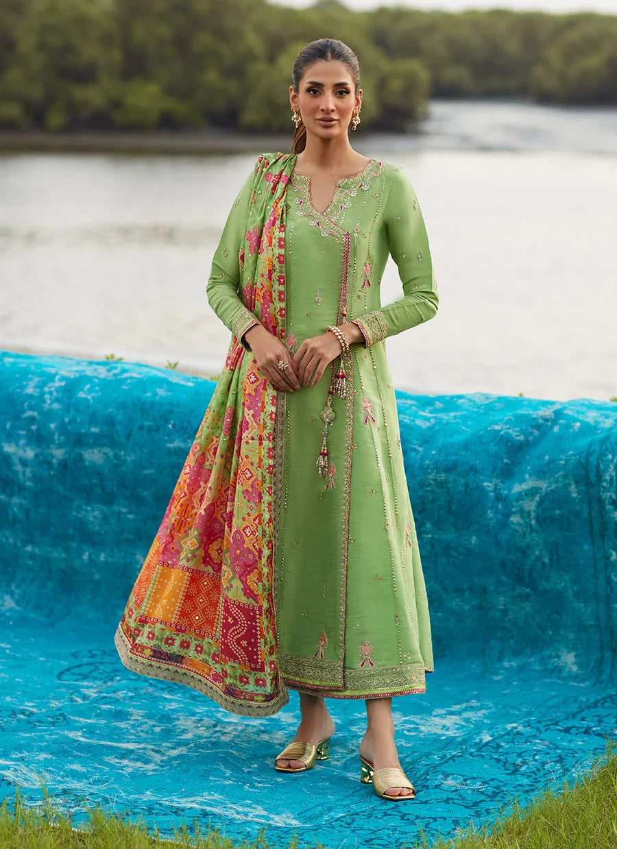 Elysian Sage Shirt And Dupatta | Mayna Festive Luxe Pret '25 | FARAH TALIB AZIZ