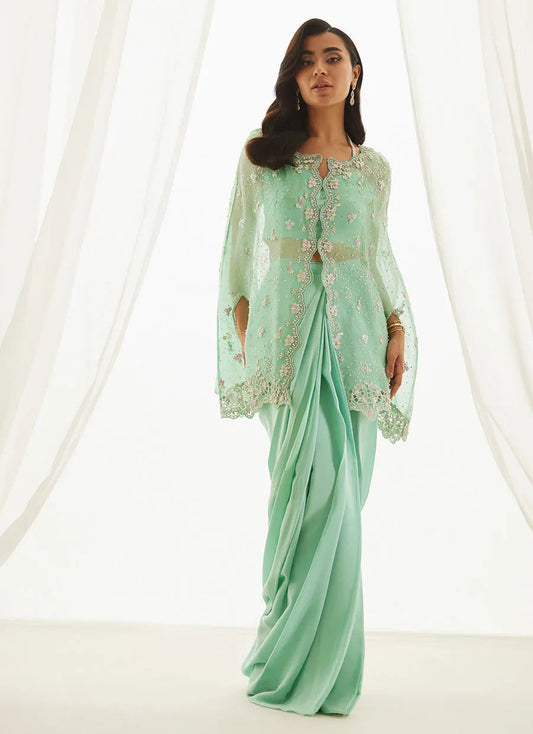 Calaya Aqua Cape, Bustier And Skirt | LUXE PRET' 25 | FARAH TALIB AZIZ