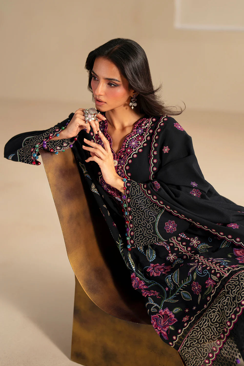 JET BLACK | E0782/203/902 | Unstitched Winter '25 | Ethnc