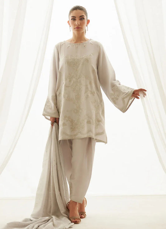 Ziva Silver Shirt And Dupatta | LUXE PRET' 25 | FARAH TALIB AZIZ