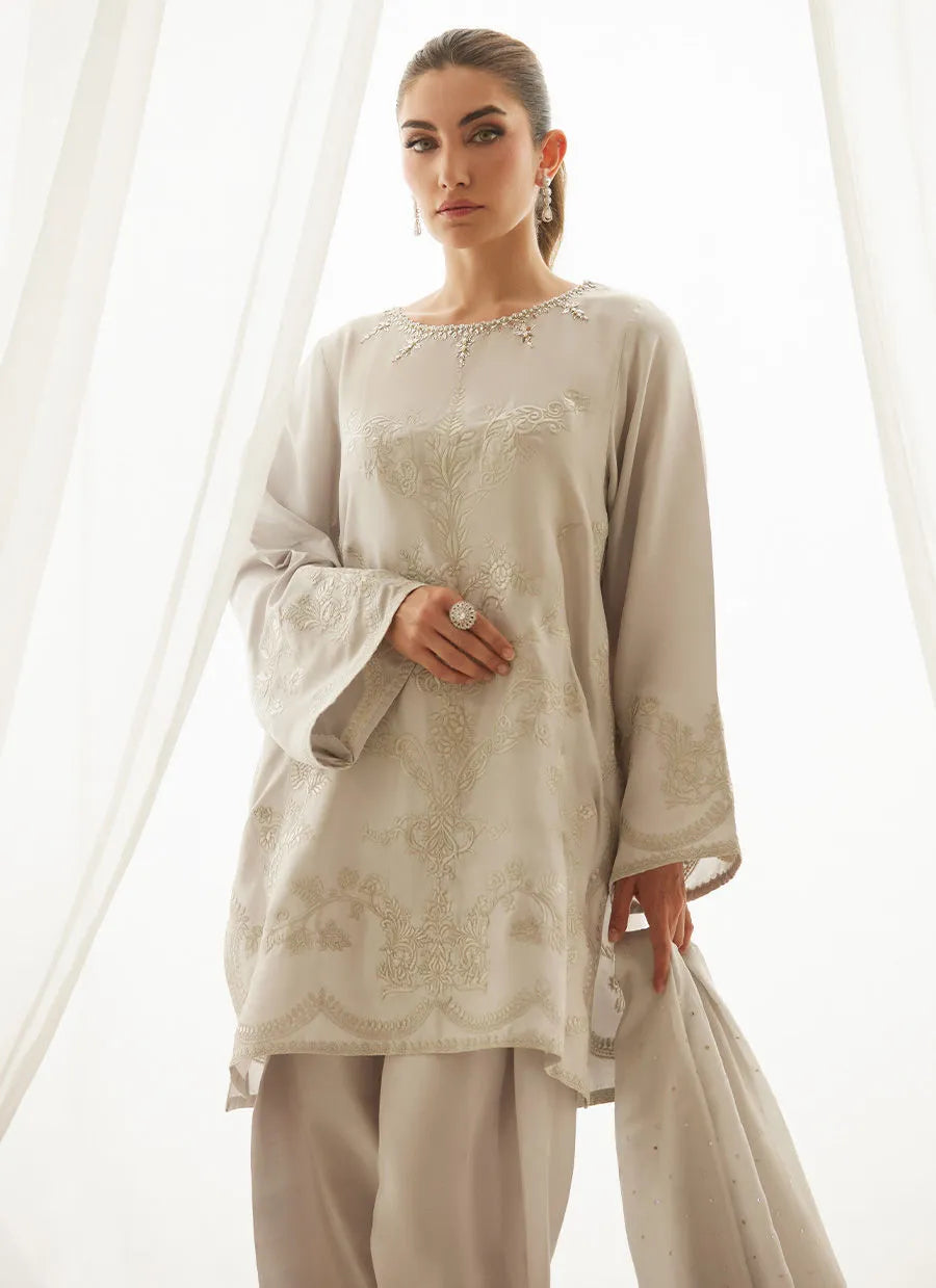 Ziva Silver Shirt And Dupatta | LUXE PRET' 25 | FARAH TALIB AZIZ