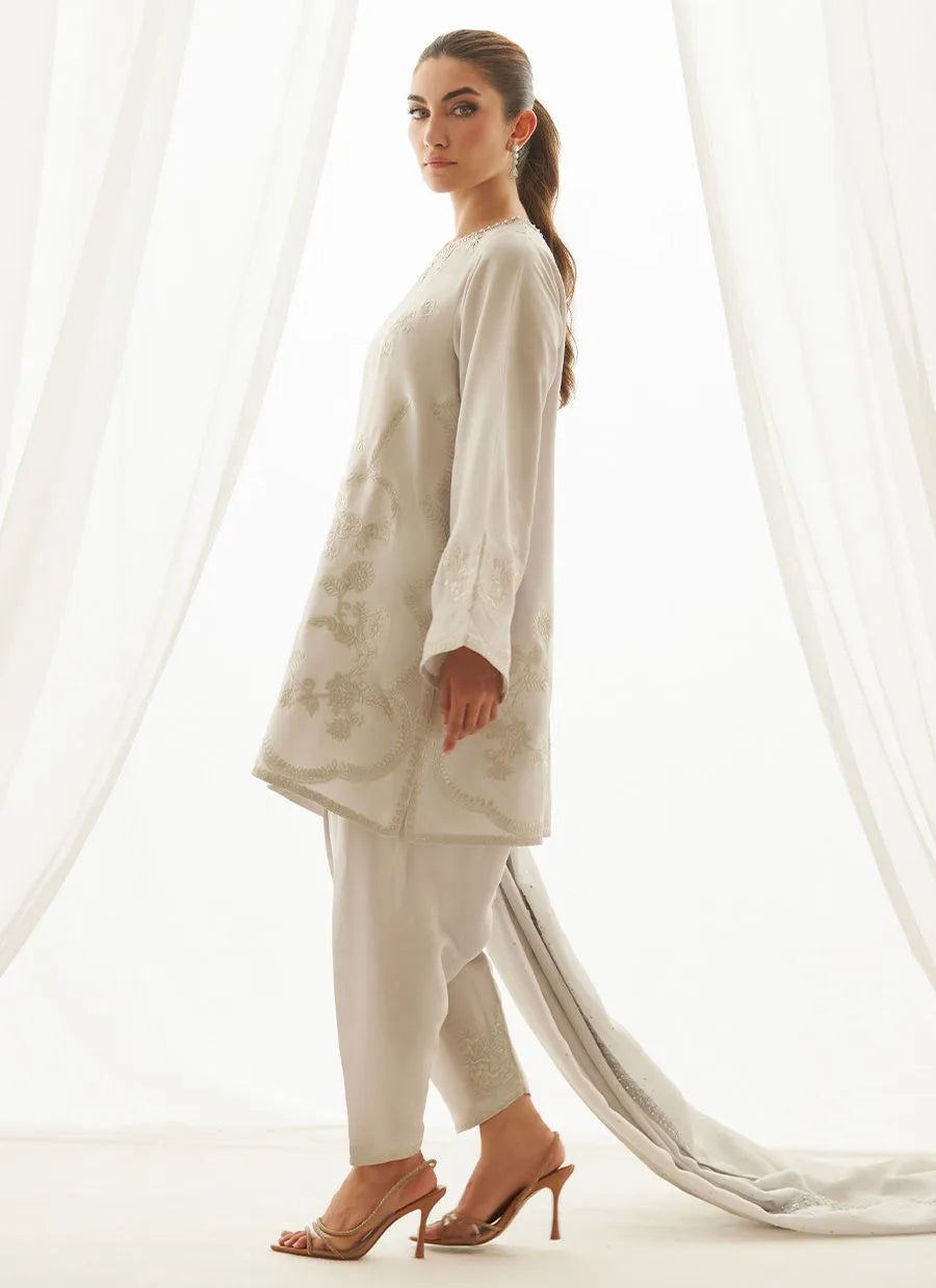 Ziva Silver Shirt And Dupatta | LUXE PRET' 25 | FARAH TALIB AZIZ