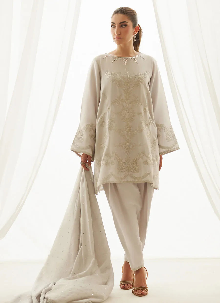 Ziva Silver Shirt And Dupatta | LUXE PRET' 25 | FARAH TALIB AZIZ