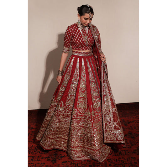 DEEP RED BRIDAL LEHNGA CHOLI | BRIDAL | DYOT