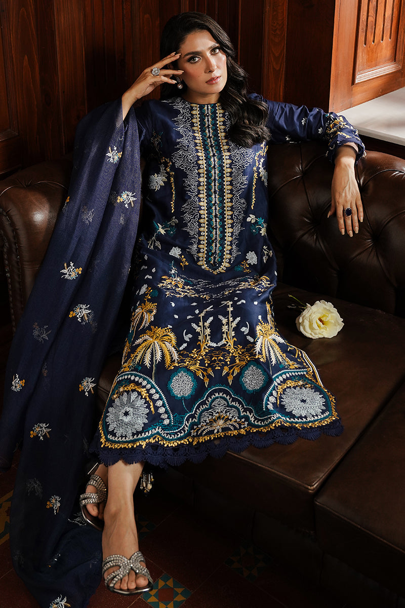 CELESTIAL NAVY-3PC SATIN EMBROIDERED SUIT| Cross Stitch