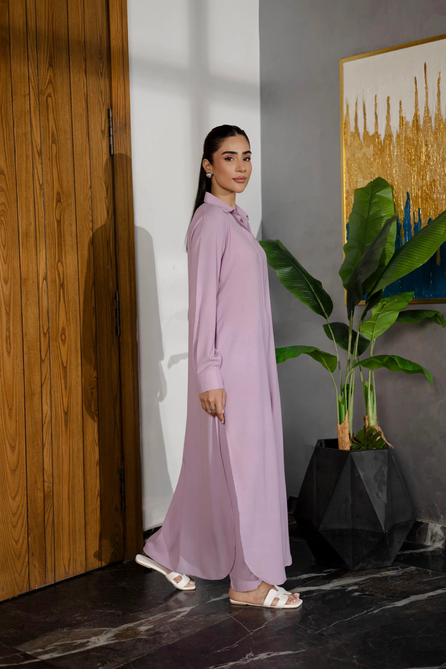 Solid 2PC Dress - SP-02 Lavender | Georgette Solids | Silayi Pret