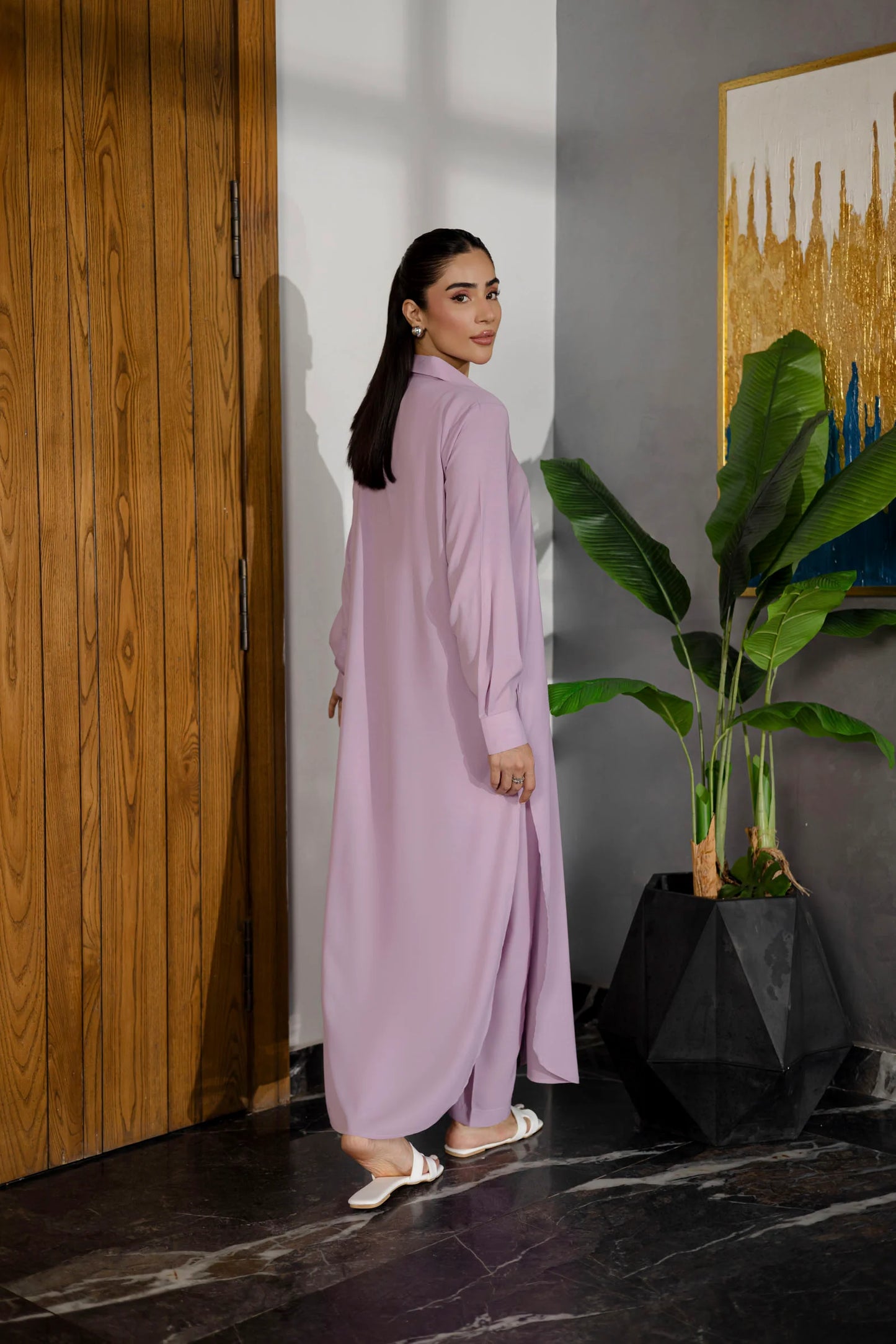 Solid 2PC Dress - SP-02 Lavender | Georgette Solids | Silayi Pret