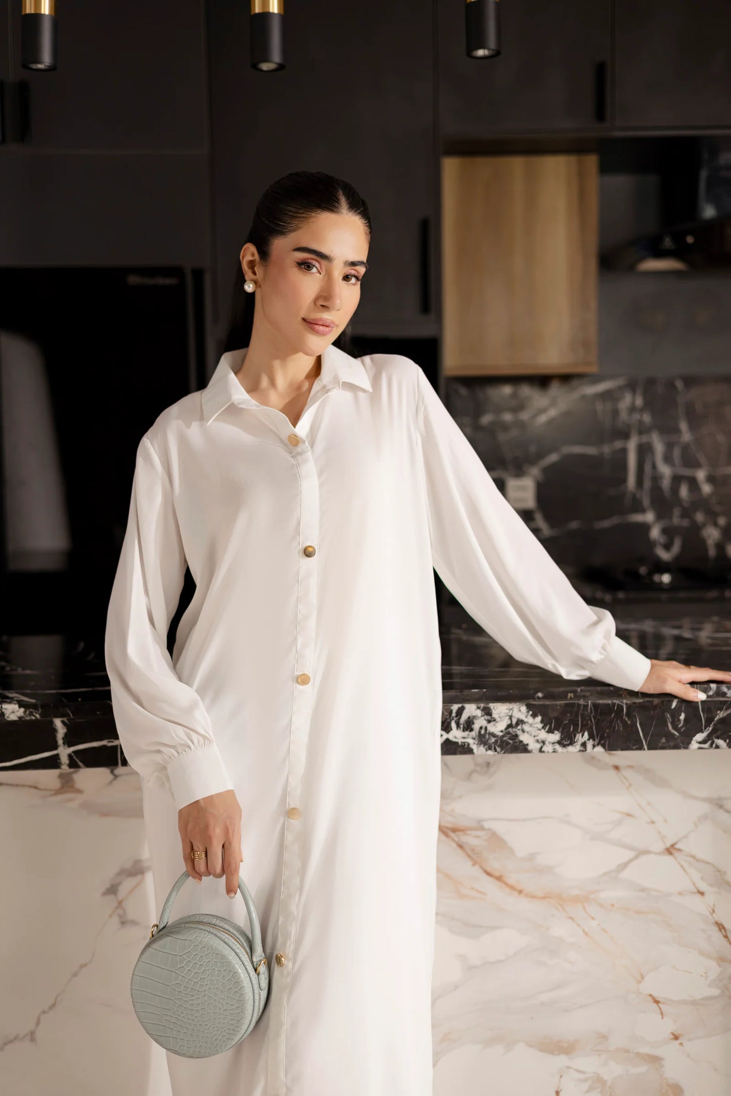 Solid 2PC Dress - SP-09 White | Georgette Solids | Silayi Pret