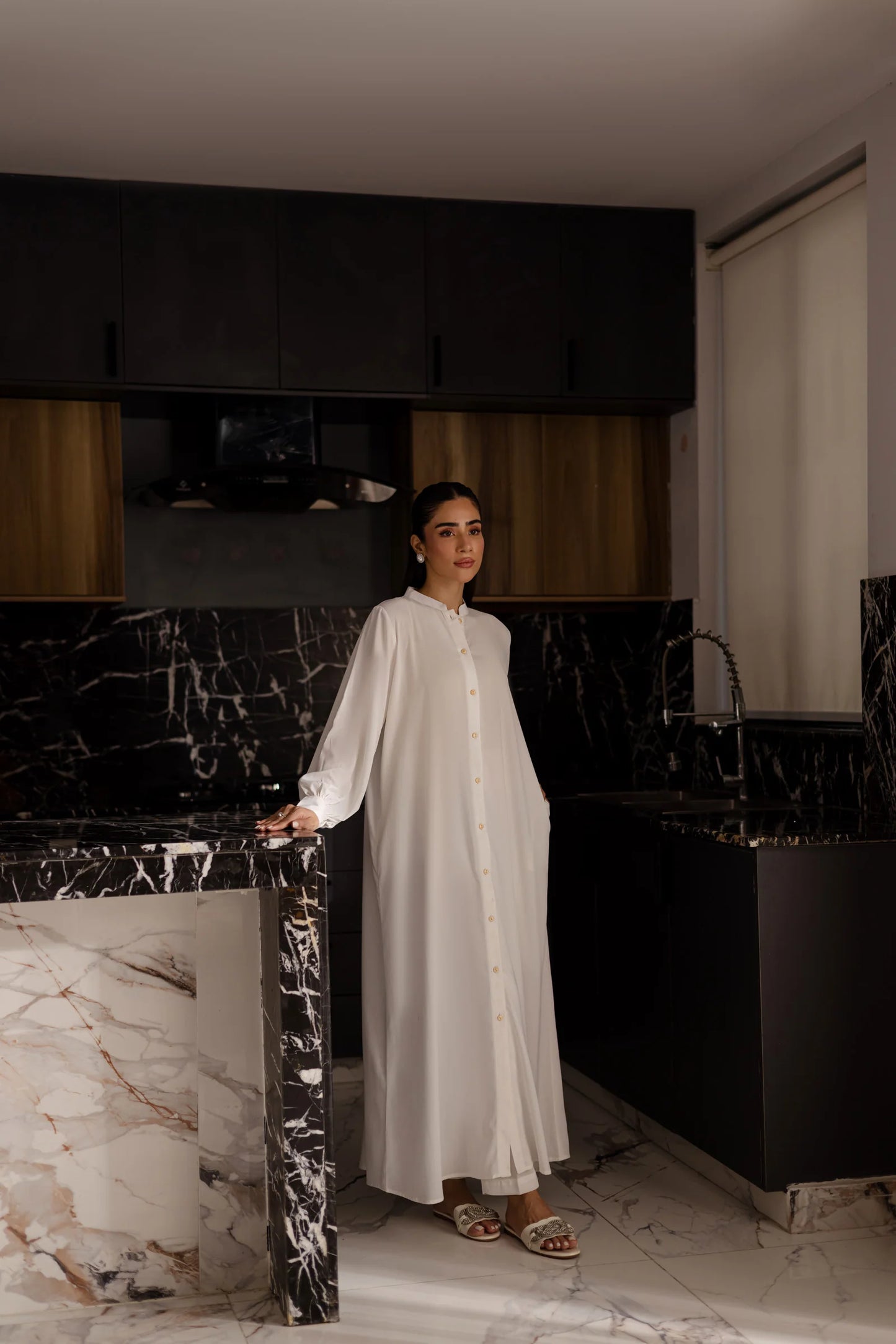 Solid 2PC Dress - SP-05 White | Georgette Solids | Silayi Pret