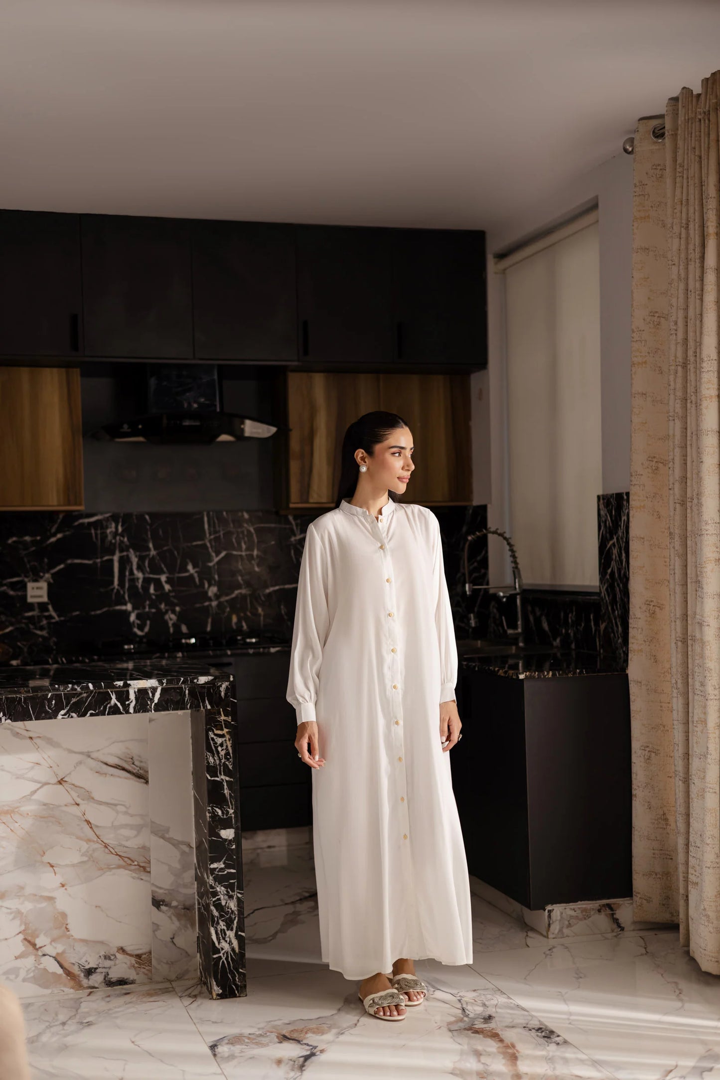 Solid 2PC Dress - SP-05 White | Georgette Solids | Silayi Pret