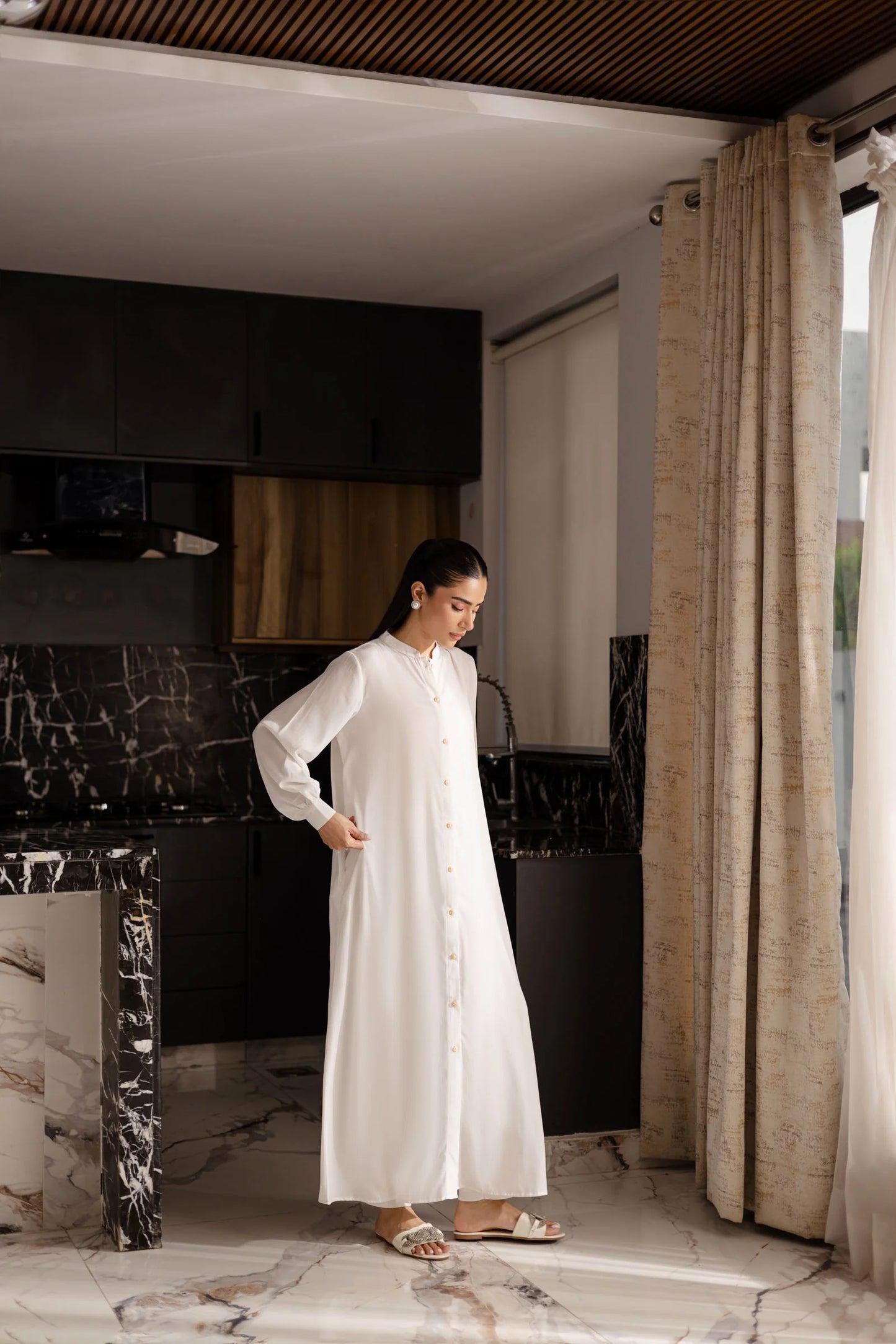 Solid 2PC Dress - SP-05 White | Georgette Solids | Silayi Pret