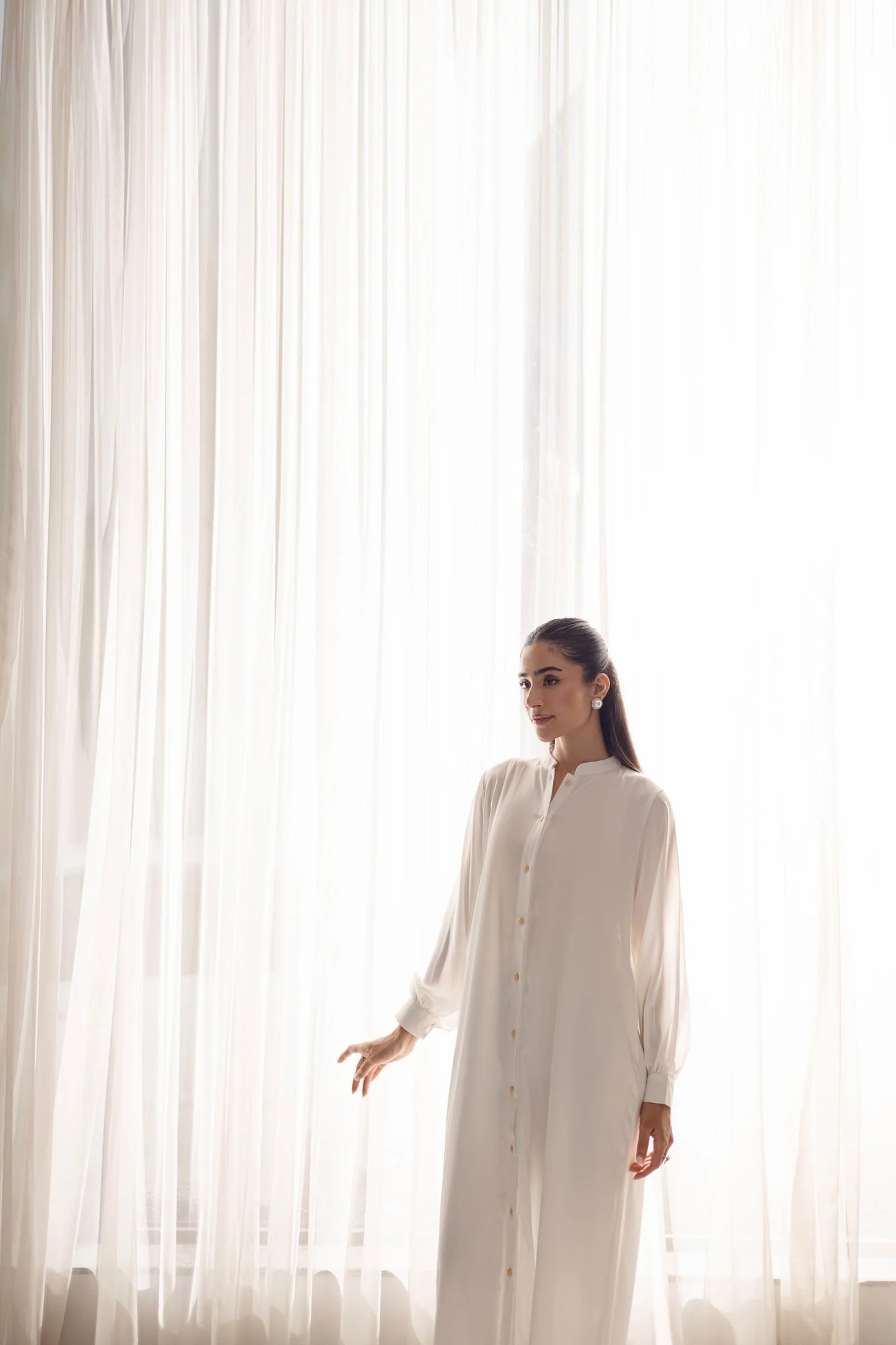 Solid 2PC Dress - SP-05 White | Georgette Solids | Silayi Pret