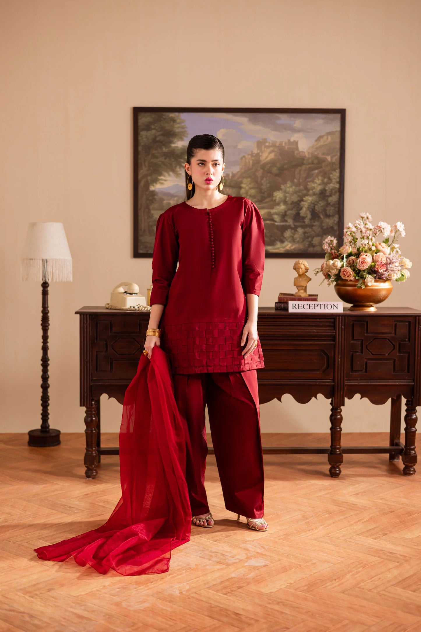 3PC Luxury Solid Silk Dress LSS - Maroon | Luxury Silk Solids | Silayi Pret