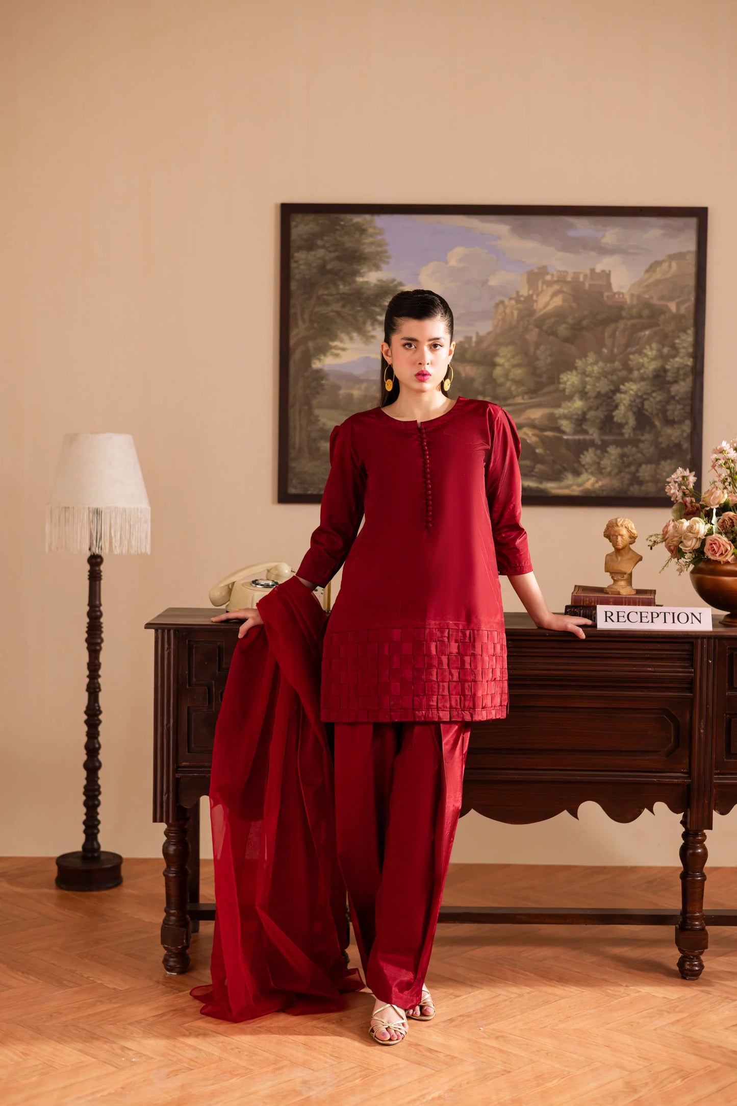 3PC Luxury Solid Silk Dress LSS - Maroon | Luxury Silk Solids | Silayi Pret