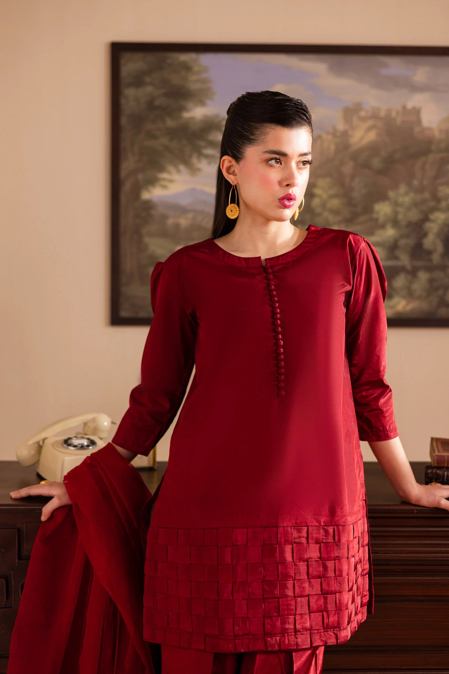 3PC Luxury Solid Silk Dress LSS - Maroon | Luxury Silk Solids | Silayi Pret