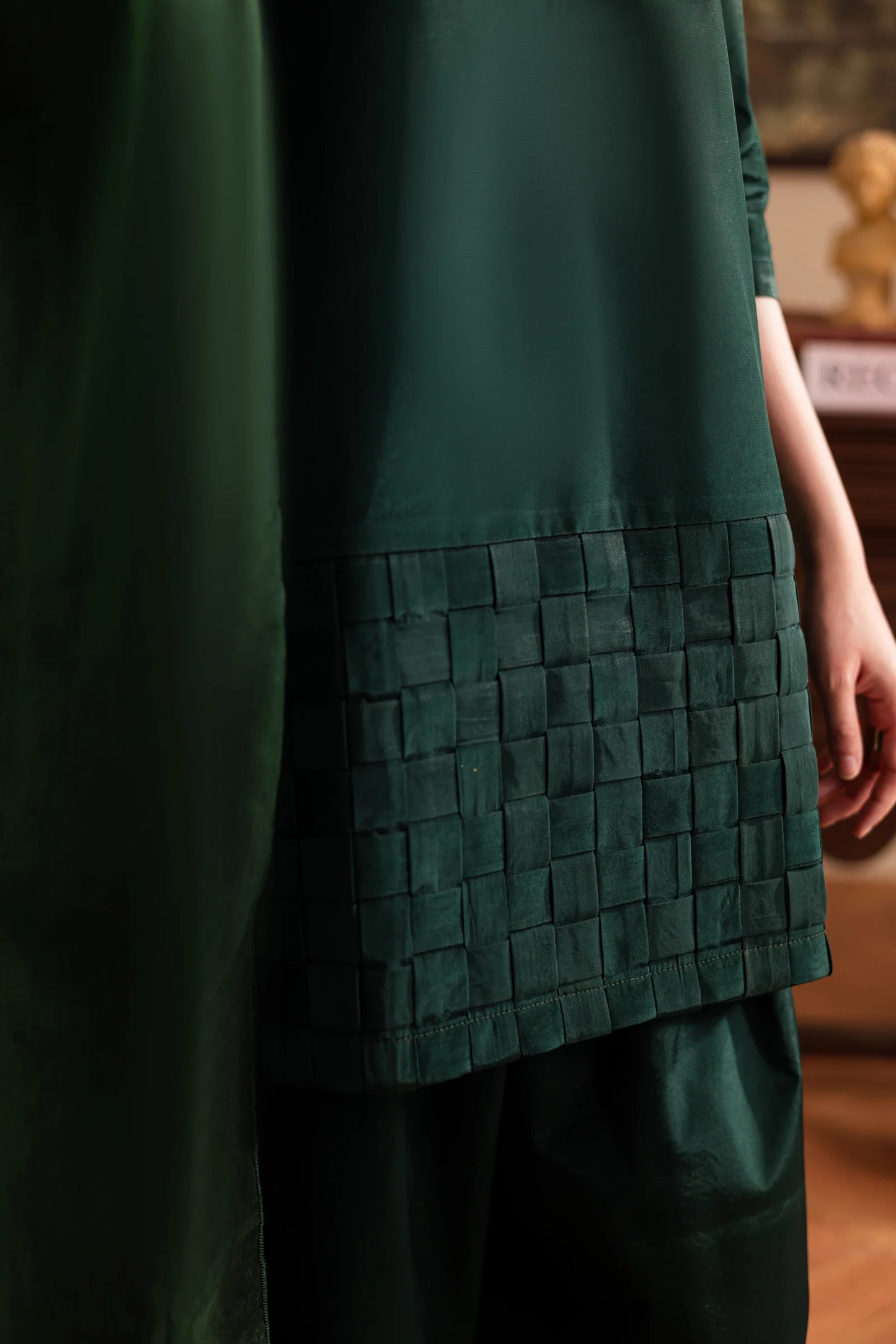 3PC Luxury Solid Silk Dress LSS - Emerald Green | Luxury Silk Solids | Silayi Pret