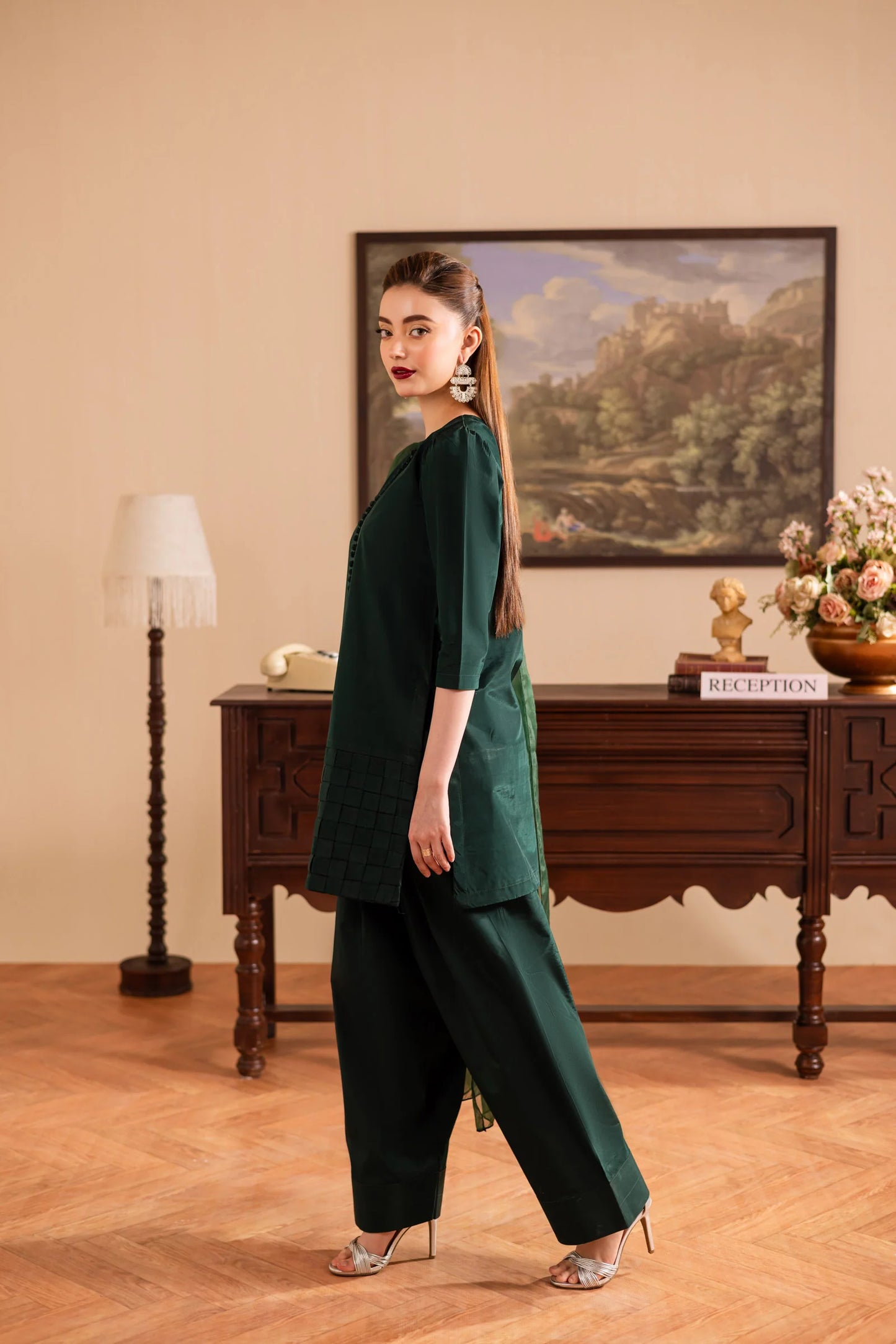 3PC Luxury Solid Silk Dress LSS - Emerald Green | Luxury Silk Solids | Silayi Pret