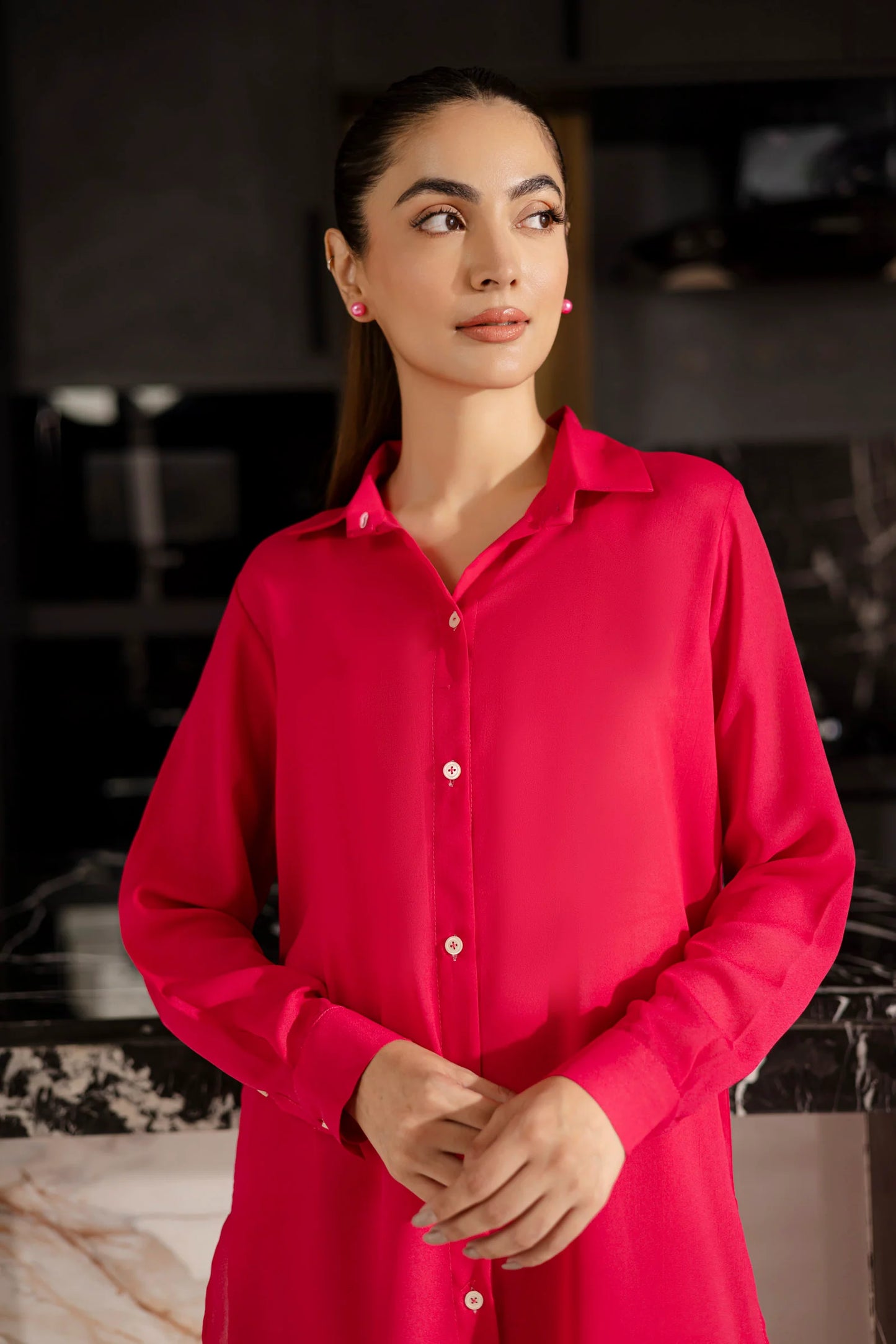 Solid 2PC Dress - SP-07 Fuchsia Pink | Georgette Solids | Silayi Pret