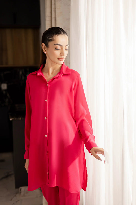 Solid 2PC Dress - SP-07 Fuchsia Pink | Georgette Solids | Silayi Pret