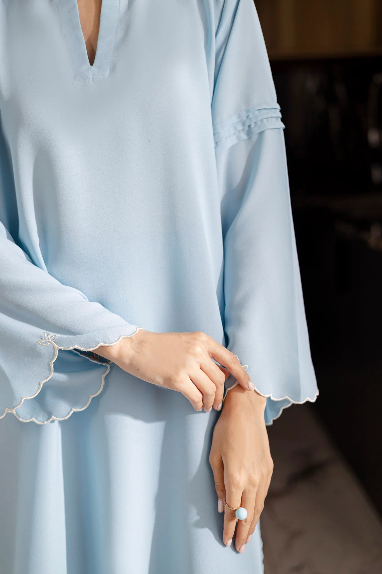 Embroidered Solid 2PC Dress - SP-04 Ice Blue | Georgette Solids | Silayi Pret