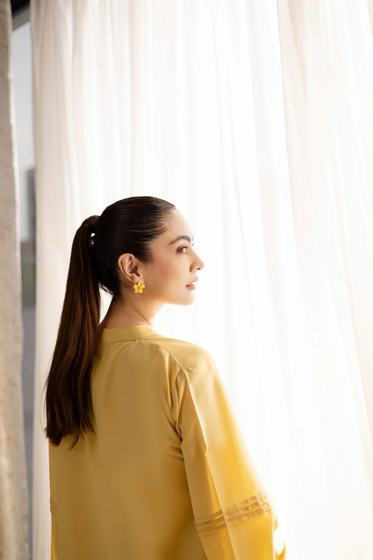 Embroidered Solid 2PC Dress - SP-04 Butter Yellow | Georgette Solids | Silayi Pret