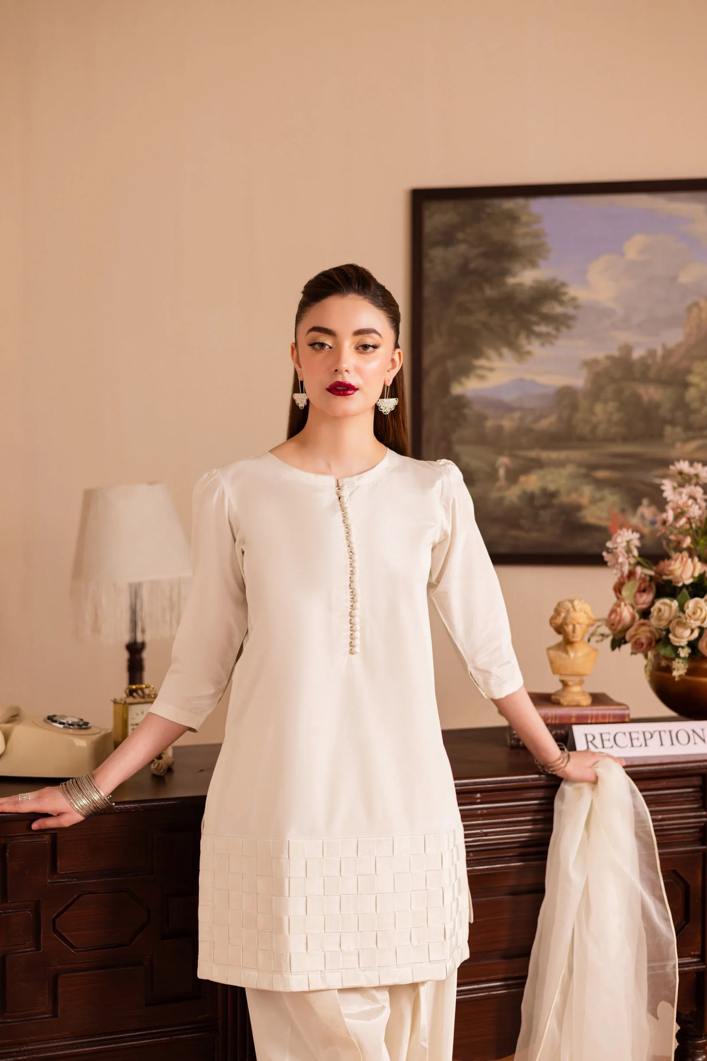 3PC Luxury Solid Silk Dress LSS - Cream | Luxury Silk Solids | Silayi Pret