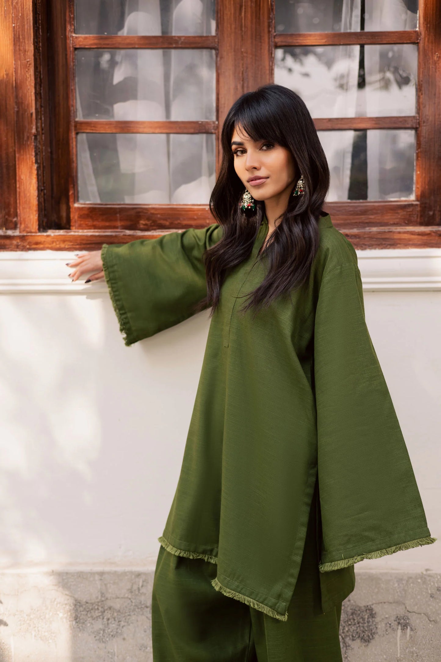 2 PC Khaddar Solid FSK 03 – Olive Green | Winter Solids | Silayi Pret