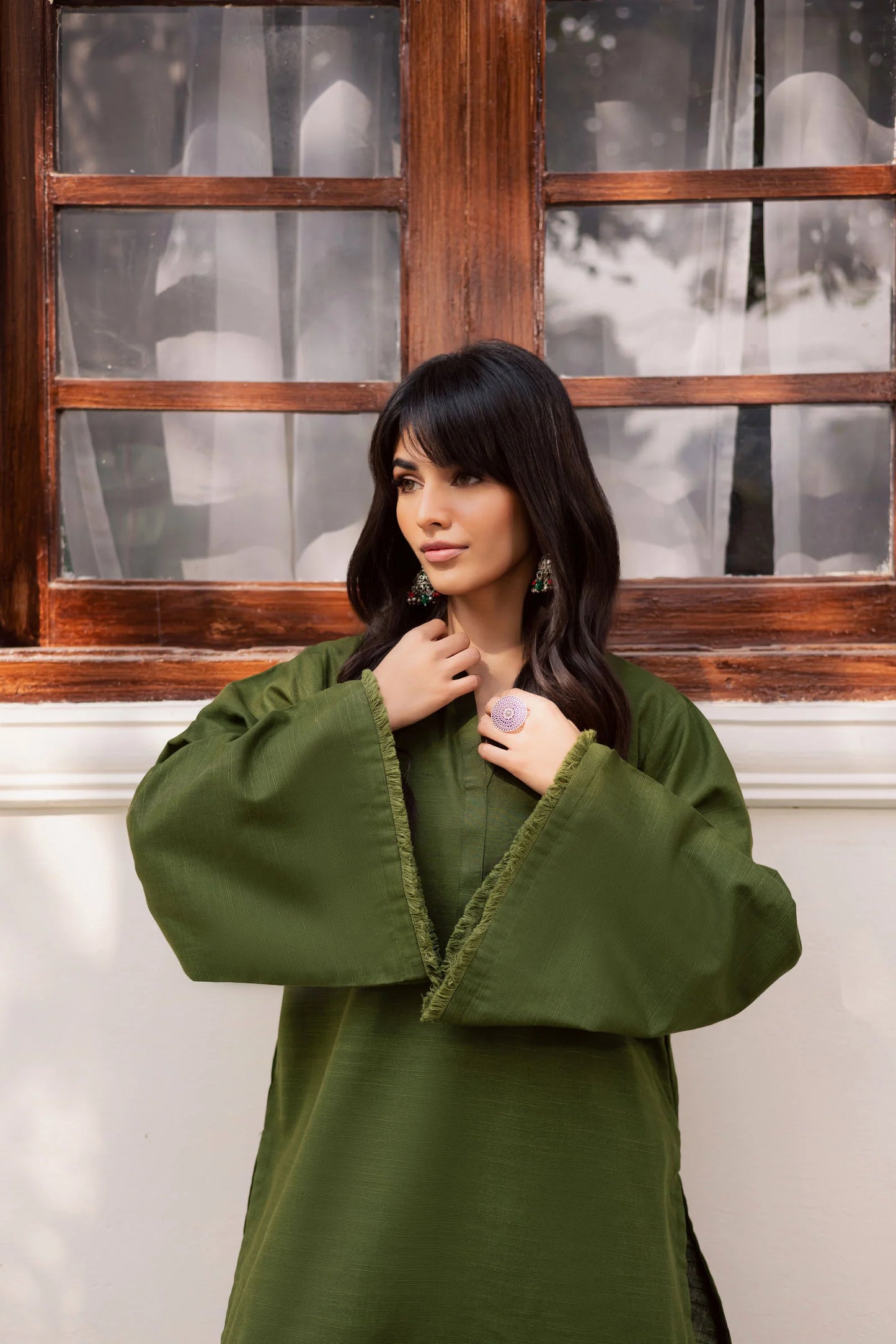 2 PC Khaddar Solid FSK 03 – Olive Green | Winter Solids | Silayi Pret