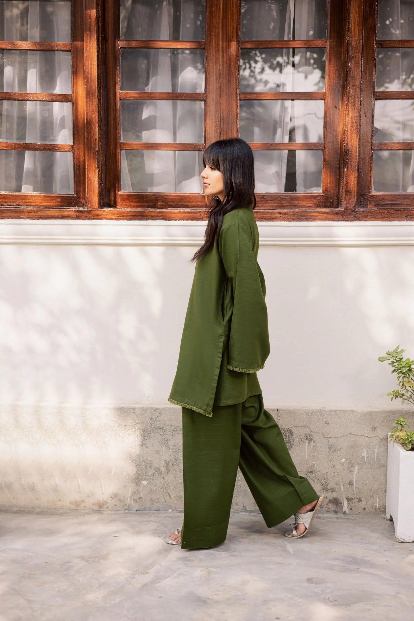 2 PC Khaddar Solid FSK 03 – Olive Green | Winter Solids | Silayi Pret