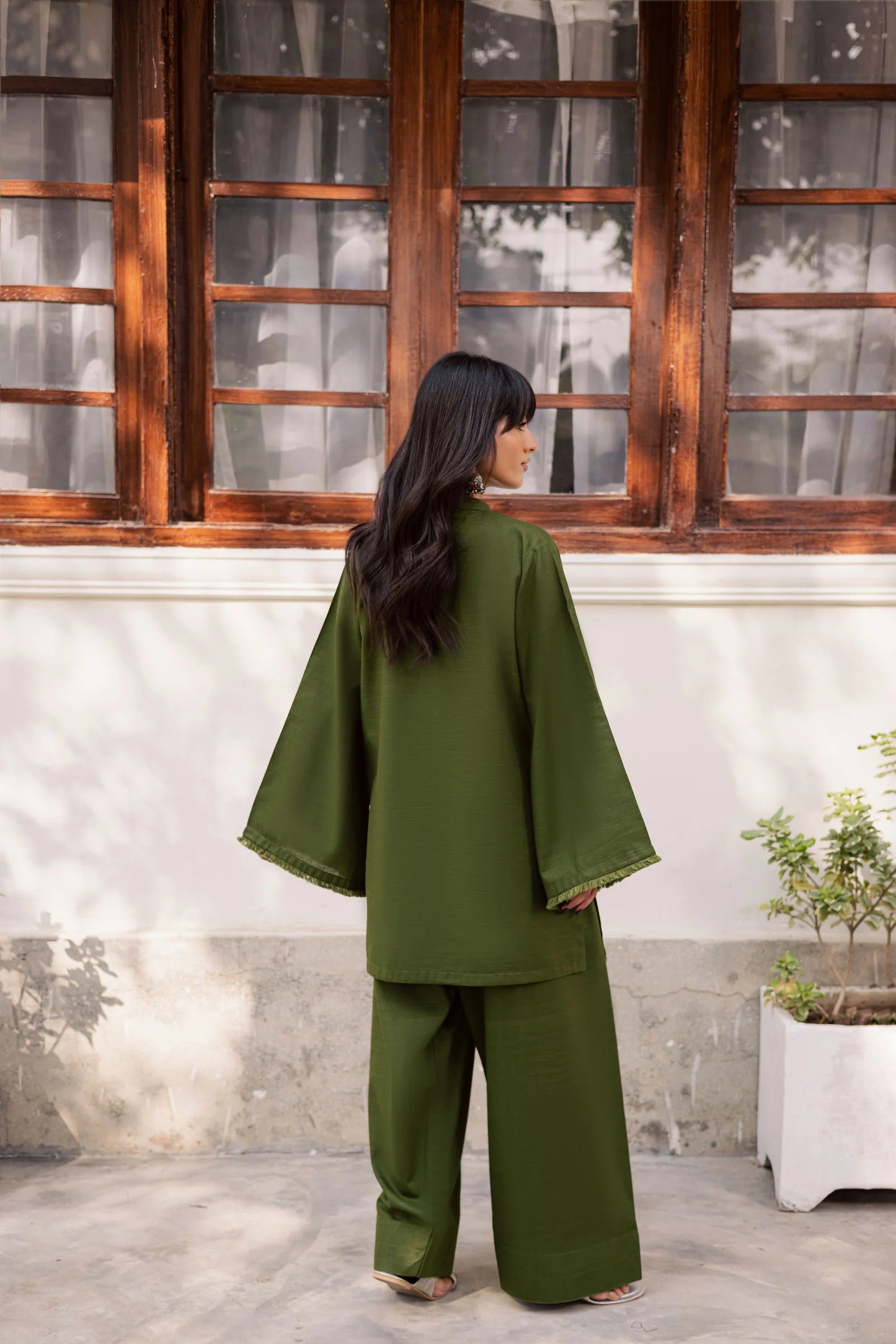 2 PC Khaddar Solid FSK 03 – Olive Green | Winter Solids | Silayi Pret